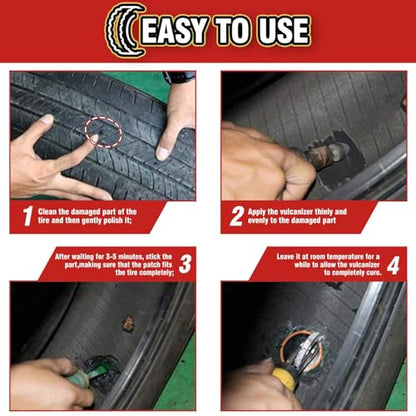 Chemical Vulcanizing Cement 3.4FL.Oz, All Purpose Tire Repair Rubber Glue, Dry Clear Rubber Cement, Tire Patch Glue with Brush Top Can for Car, Motorcycle, Bike Tires