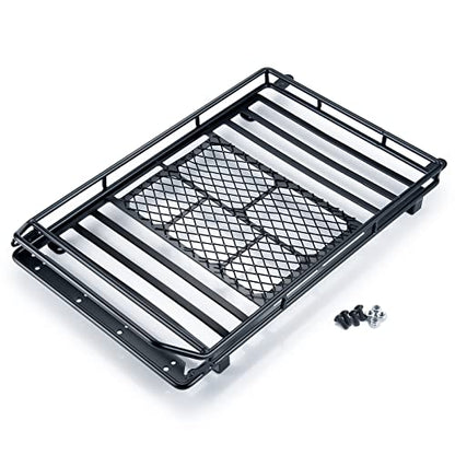 Metal Luggage Carrier Roof Rack 232 * 153mm for 1/10 Axial SCX10 SCX10 II III Wrangler 90046 AXI03007 RC Crawler Car Steel Luggage Tray Roof Rack (Black)