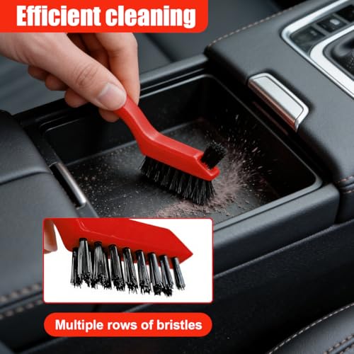 Craedli 3PCS Nylon Brushes for Cleaning, Non-Scratch Small Crevice Cleaning Brushes with Ergonomic Handle for Tight Spaces, Universal Car Detailing Brush Set for Cleaning Dust in Holes (Red) - color: Red
