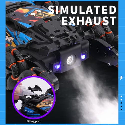Remote Control Car, Gesture Sensing RC Stunt Car, 8WD Transform Cars Climbing Toys with Spary and Light, 360° Rotating, 2.4GHz 8 Wheels RC Cars with 2 Batteries (Purple) - color: Purple, size: 2 Batteries