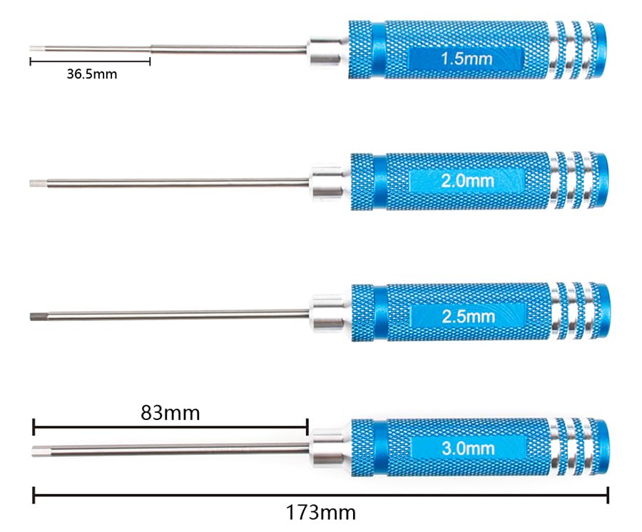 4pcs Aluminum Allen Hex Screwdrivers Key Driver Tool Set 1.5mm 2mm 2.5mm 3mm for RC Multi-Axis FPV Racing Drone RC Quadcopter Helicopter RC Car Models