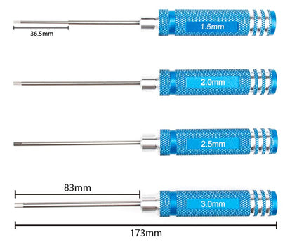 4pcs Aluminum Allen Hex Screwdrivers Key Driver Tool Set 1.5mm 2mm 2.5mm 3mm for RC Multi-Axis FPV Racing Drone RC Quadcopter Helicopter RC Car Models