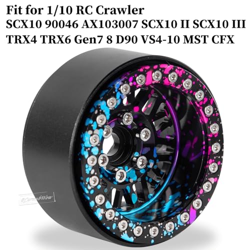 RC 1.9" Beadlock Wheels 1.9 Beadlock Rims for 1/10 SCX10 90046 AX103007 TRX4 TRX6 Gen7 8 D90 VS4-10 MST CFX RC Crawler,Alloy Aluminium 1.9 rc Wheels 1.9 rc Rims w/Wheels Ring,Rainbow - color: Rainbow(4pcs)