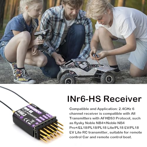 GoolRC Flysky INr6-HS Receiver, 2.4GHz 6 Channels RC Receiver with Dual Antenna PWM/PPM/i-BUS2/S.Bus/i-Bus Date Output Compatible with Flysky Noble NB4+ NB4 Pro+ RC Transmitter for RC Car Drone Boat