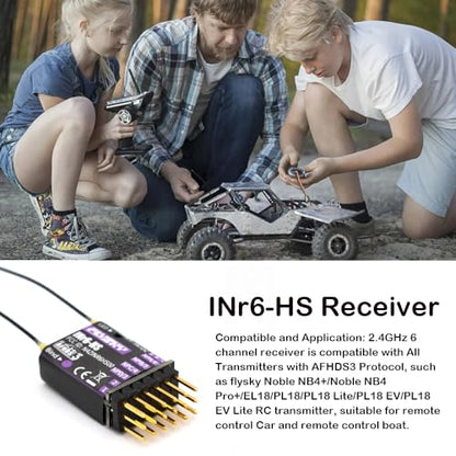 GoolRC Flysky INr6-HS Receiver, 2.4GHz 6 Channels RC Receiver with Dual Antenna PWM/PPM/i-BUS2/S.Bus/i-Bus Date Output Compatible with Flysky Noble NB4+ NB4 Pro+ RC Transmitter for RC Car Drone Boat
