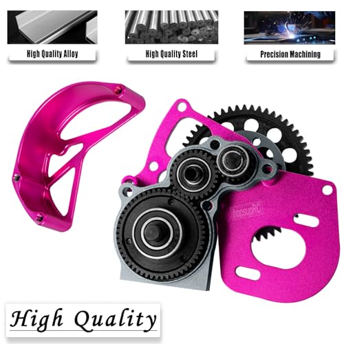 Aluminum Transmission Gearbox Upgrades Part for 1/10 SCX10, SCX10 II 90046,90047,Wraith,AX10 RC Crawler Truck,Center Transmission Gearbox Hops up,Pink with Titanium - color: Pink With Titanium(for 1/10 Axial)