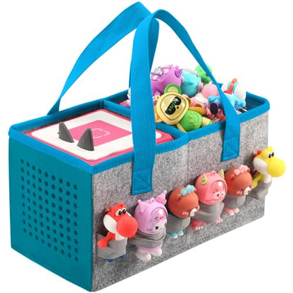 PISOSN Carrying Case for Toniebox Starter Set and Tonies Figurines, Travel Felt Cloth Musical Toy Folding Bag for Toniebox 2 & Accessories (Blue) - color: Blue