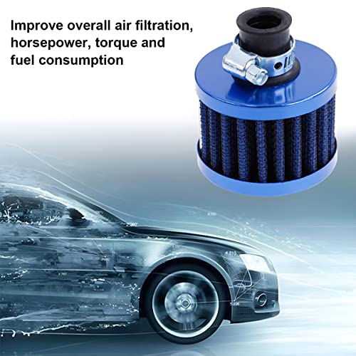 BESULEN Air Intake Filter Breather, 0.47 inch Universal Cold Air Filter, 12mm Car Turbo Vent Air Intake Filter Cleaner, Crankcase Breather Compatible with Car and Motorcycle Engine Parts (Blue) - style: Blue