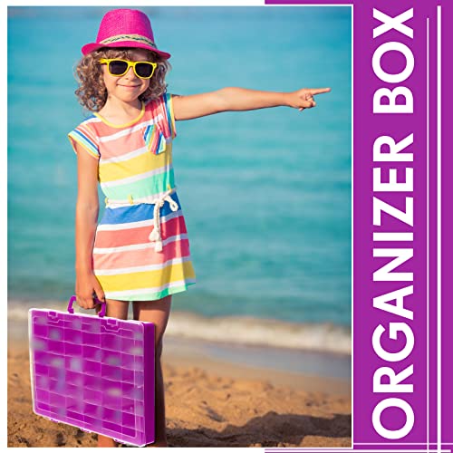 2 Pcs 48 Grids Plastic Bead Organizer Box with Divider, Purple - color: Purple