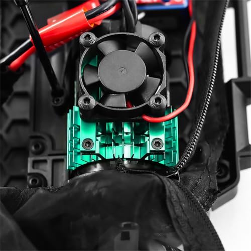 Aluminum Heatsink Plastic RC Motor ESC Cooling Fan Set 6-8.4V High RPM for TRAXXAS VXL-3S Slash/Rally/Bandit/Stampede 2WD 4WD RC Car (Green) - color: Green