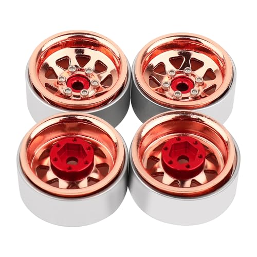 1.0 Beadlock Wheel -3.78mm Offset Wheel Rims for 1/18 1/24 RC Crawler Car Axial AX24 SCX24 FMS FCX24 TRX4M Upgrades (Rose Gold) - color: Rose Gold