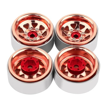 1.0 Beadlock Wheel -3.78mm Offset Wheel Rims for 1/18 1/24 RC Crawler Car Axial AX24 SCX24 FMS FCX24 TRX4M Upgrades (Rose Gold) - color: Rose Gold
