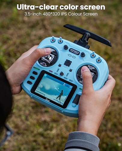Jumper T15 2.4GHz ELRS Radio Transmitter with Nano Receiver,VS-M Hall Gimbal EdgeTX IPS Color Touchscreen Controller for FPV Drone/Fixed-Wing/Helicopter/Multirotor/RC Car Boat,Mode 2 (Blue)