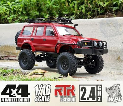 HLSFWDRIVE WPL C54-1 RC Crawler 1/16 RC Truck Off Road RTR | RC Rock Crawler 4x4 All Terrain Proportional Control 260 Motor Upgraded Chassis Counter Rotating Gearbox Hobby Toy Adult