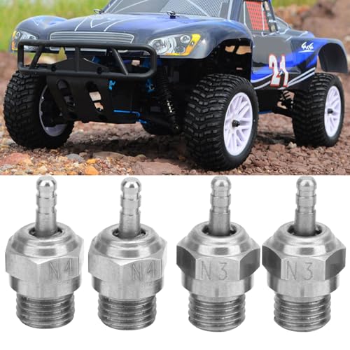 4 PCS Glow Plug, RC Glow Plug, N3 N4 Spark Medium Hot Nitro Engine Parts Compatible with TraxxasKyoshoHSP HPI Redcat 1/8 1/10 RC Nitro Engines Car Truck Buggy