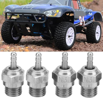 4 PCS Glow Plug, RC Glow Plug, N3 N4 Spark Medium Hot Nitro Engine Parts Compatible with TraxxasKyoshoHSP HPI Redcat 1/8 1/10 RC Nitro Engines Car Truck Buggy