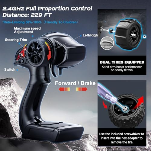 YESHIN 1:14 Scale All Terrain RC Cars - 40km/h High Speed Remote Control Car, 4X4 Waterproof Off-Road Truck with 2 Rechargeable Batteries, Realistic Racing Truck for Adult Kids
