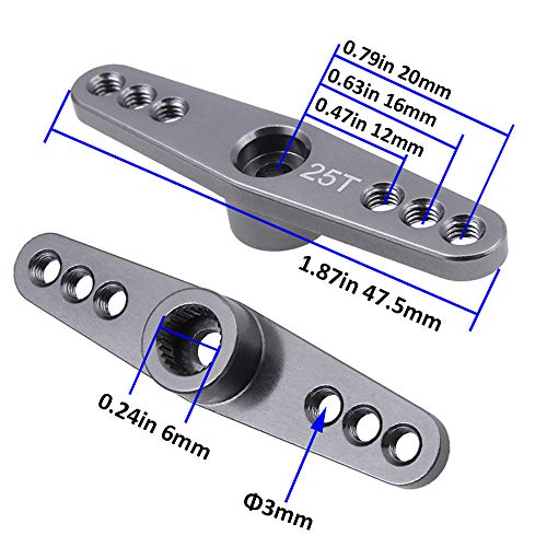 2-Pack Metal 25T Servo Horn Steering Arms M3 Thread for Futaba Savox Power HD HSP MG995 MG996 Servo Motor