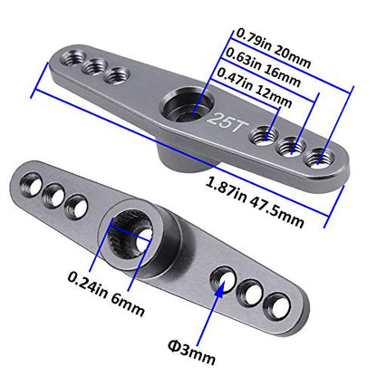 2-Pack Metal 25T Servo Horn Steering Arms M3 Thread for Futaba Savox Power HD HSP MG995 MG996 Servo Motor