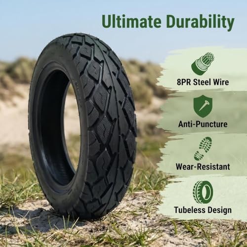 10 Inch Electric Scooter Tire, 3.00-10 8PR Steel Wire Tubeless Tire, 8pr 10in Off-Road Non-Slip Wear-Resistant Thick Rubber for Motorcycle, Scooter, E-Bike, Mopeds Tires with 10 Inches Rims, 2PC - size: 3.00-10 Steel Wire Tubeless Tire