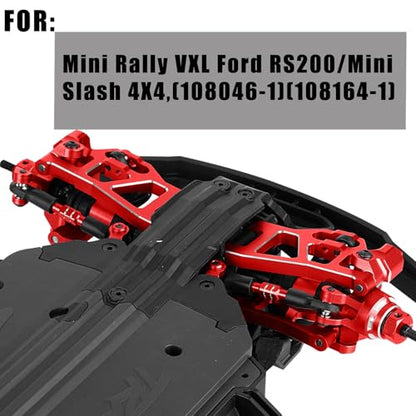 RC Upgrade Parts for Mini Rally VXL Ford RS200/Mini Slash 4X4,(108046-1)(108164-1),Drive Shaft CVD&Suspension Arms&Front Steering Block Knuckles&Rear Hubs&C-Hubs Caster Blocks,Red - color: Red(parts)