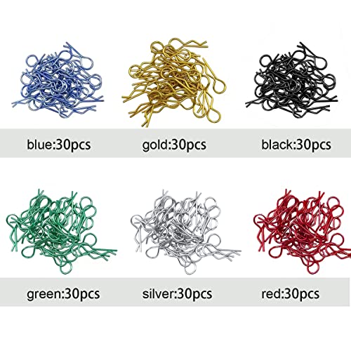 180pcs Universal RC Body Clips Car Clips Steel R Clips Stainless Steel for All 1/8 1/10 1/12 Scale Traxxas Redcat HPI Himoto HSP Exceed RC Car Parts Truck Buggy Shell Replacement