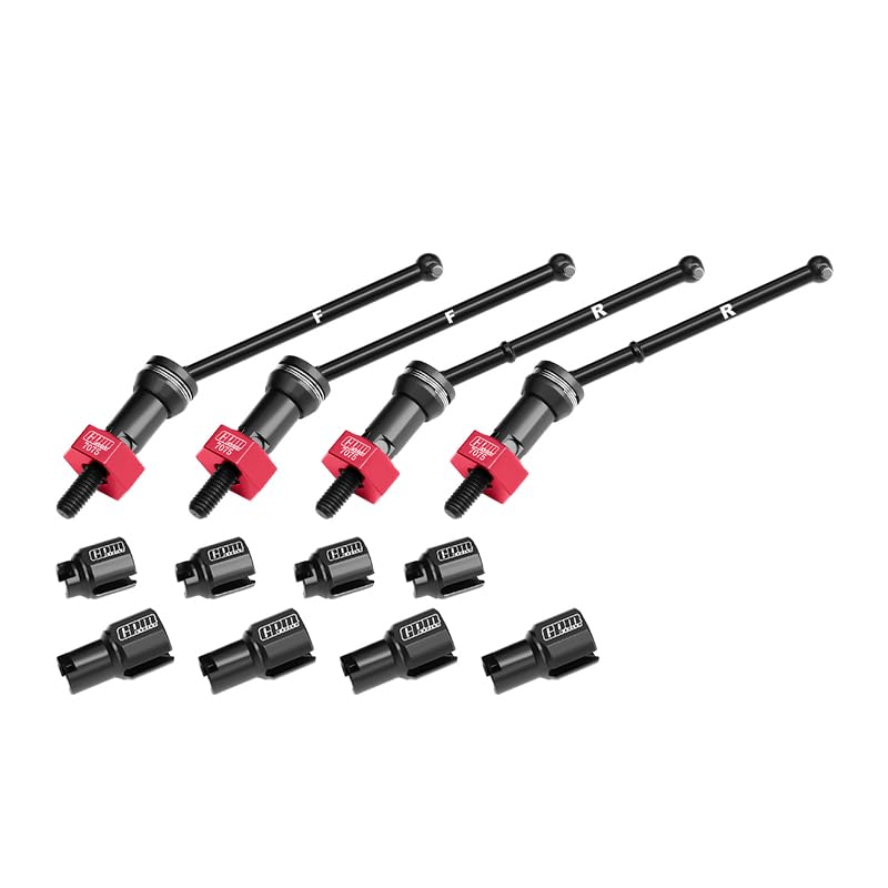 GPM 4140 Carbon Steel Front & Rear Cvd Drive Shafts with Alloy 7075 Wheel Hex (Pins Thickened 2Mm) for 1/18 4Wd Granite Grom Mega 380 Brushed 4X4 Monster Truck-Ara2102 (Red) - color: Red