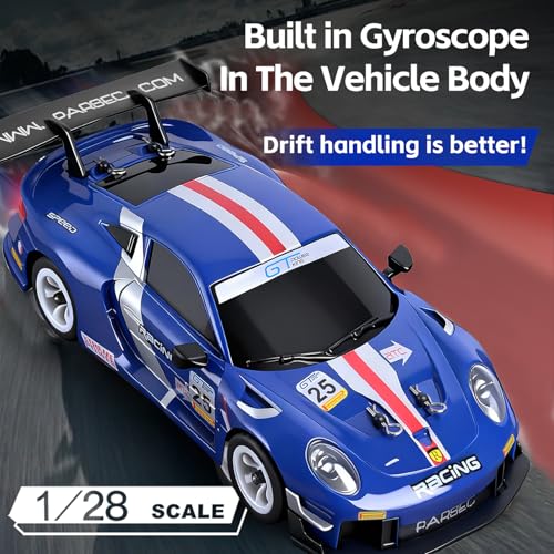 GoolRC WLtoys 284019-A RC Cars, 1:28 Scale Remote Control Car, 4WD 30KM/H High Speed RC Racing Car, 2.4GHz Rally Vehicle with Gyroscope, LED Lights and 2 Batteries for Adults