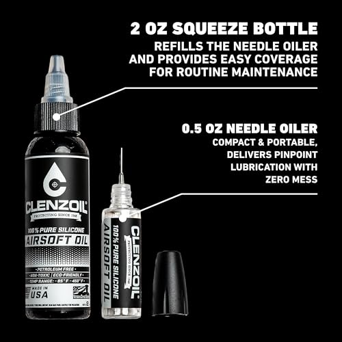 Clenzoil Airsoft & Air Gun Oil - 2 oz Combo, Silicone, 0.5 oz Needle
