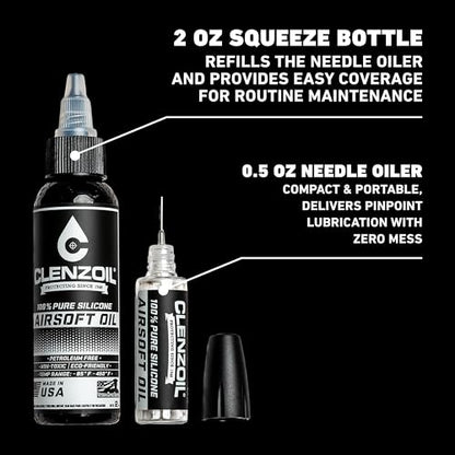 Clenzoil Airsoft & Air Gun Oil - 2 oz Combo, Silicone, 0.5 oz Needle