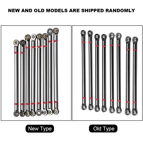 Aluminum Alloy Link Rod Linkage,plplaaoo 8Pcs Link Rod,RC Car Chassis Link Rod,313MM Wheelbase Upgrade Parts Link Rod Chassis Linkage Compatible with Axial SCX10 1/10 RC Car Crawler(Black) - color: Black