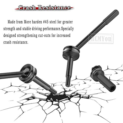 RC Stainless Steel Drive Shaft CVD Upgrades Part for 1/10 Slash VXL 4X4,Rustler/Stampede/Hoss VXL 4X4 4WD,4PCS Front Rear #45 Axles with Hex,Black - style: Black for 1/10 4wd