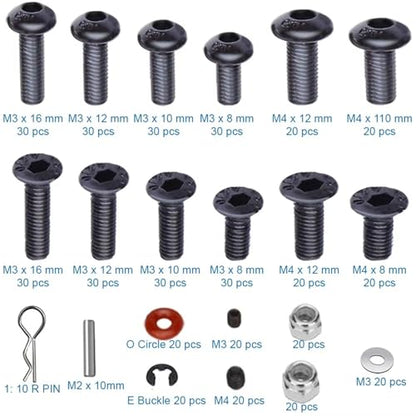 For Universal M3 M4 Allen Head Hex Screws Nuts Shell Buckles 500 Pcs RC Screw Kit Assortment Set RC Cars Trucks Crawler Accessories RC Car DIY Parts