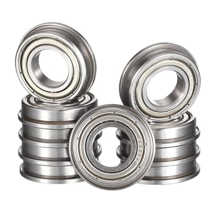 F6902ZZ Flanged Ball Bearing, ID 15mm x OD 28mm x Width 7mm Double Metal Shielded Deep Groove Bearings, Pre-Lubricated (GCr15) Chrome Steel 10pcs - size: F6902ZZ 15mmx28mmx7mm