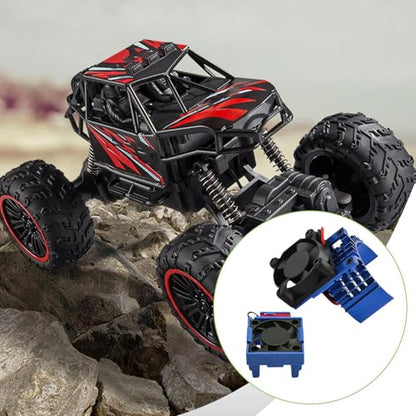 1/10 RC Car ESC Cooling Fan and Motor Fan Set Aluminum Alloy Replacement Professional Accessories RC Car Parts for Rustler, Blue