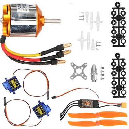 RC Plane Motor Kit for RC Plane Helicopter, 1060 Propeller RC Brushless Motor 2217 KV1100 Motors 40A XT60 ESC Plane Kit for Remote Control Helicopte