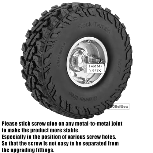 RC Alloy 1.9" Beadlock Wheels and Tires for 1/10 RC Crawler TRX4 SCX10 SCX10 III 90046 D90,1.9 RC Wheels and Tires 1.9 Beadlock Tires RC Rims,4 Packs,Silver - color: Silver(4pcs)