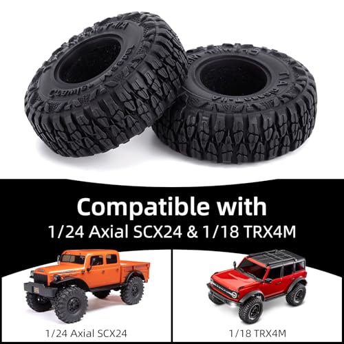 RC Dragon Claw Tires with Sponges Inserts 1.0 Crawler Tires for 1/18 TRX4M SCX24 1/24 RC Crawler Car Upgrade - size: 60 * 20mm