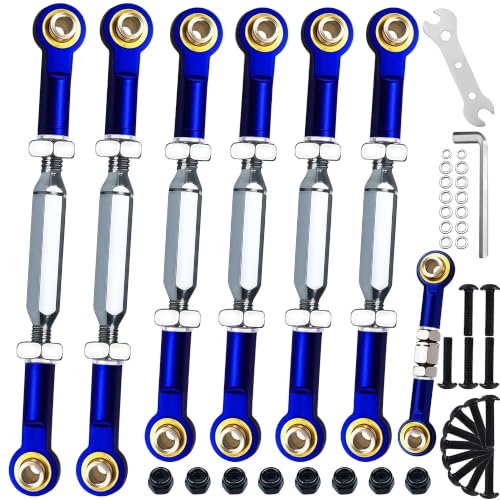 Stainless Steel Camber Links with Rod Ends Set for 1/10 Traxxas Slash,Blue | Adjustable Turnbuckles with Spacers & Wrench for Rustler 4X4/2WD, Stampede 4X4, Hoss 4X4, Bandit/VXL RC Car Hops Up Parts - color: Navy Blue