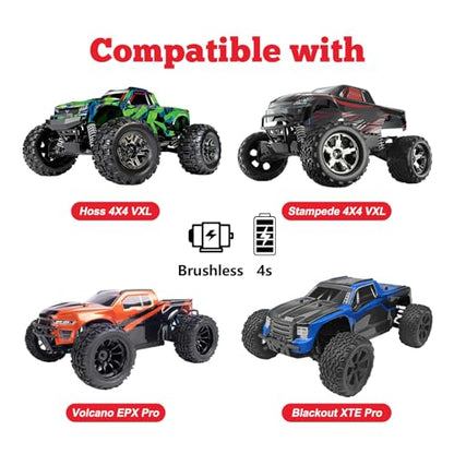 HobbyPark Pre-Glued 2.8" 12mm Hex 1/10 Scale RC Truck Tires and Wheels for Brushless Traxxas Rustler 4x4 VXL Stampede 4x4 2WD Redcat Volcano EPX Pro S30 Blackout XTE Pro(4-Pack)