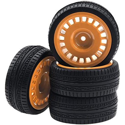 Outer Diameter 70mm Rubber Tires & Nylon 12mm Hex Hub Wheel Rims Compatible with Tamiya HPI Kyosho HSP 1/10 1/12 On-Road Touring Car,WLtoys 1/14 144001 1/18 A959B RC Buggy (Brown) - color: Brown