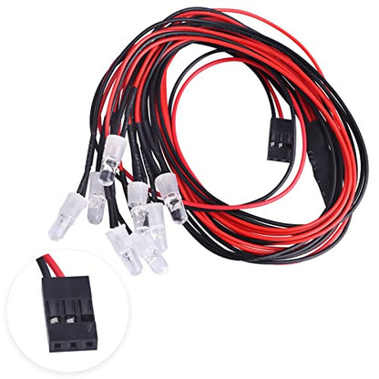 HobbyPark 4 LEDs RC Car Light Headlights Taillight Kit Accessories for Traxxas Slash 4X4 2WD Rustler VXL 4Tec 2.0 Arrma HSP Tamiya Redcat RC4WD Axial SCX10 Truck Tank Crawler(2 Red +2 White)
