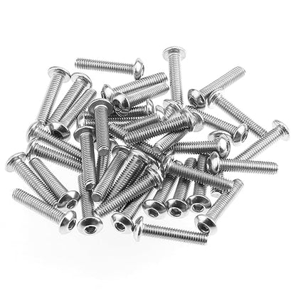 HELIFOUNER 100 Pieces M3 x 14mm, Thread Pitch 0.5mm, 304 Stainless Steel (18-8) Button Head Socket Cap Screws, Fully Threaded - size: M3 x 14mm