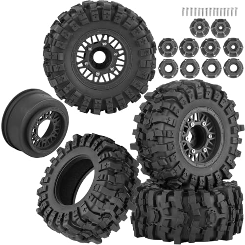 12/14/17mm Hex Hubs RC Truck Tires and Wheels for Slash 2WD 4X4,Arrm a Senton,Axia1,Rc 4wd,Red cat RC Truck,BRCatWPark RC Short Course Truck Wheels and Tires w/Sponge,(4Pcs) Black - color: Black - (12/14/17mm Hex)
