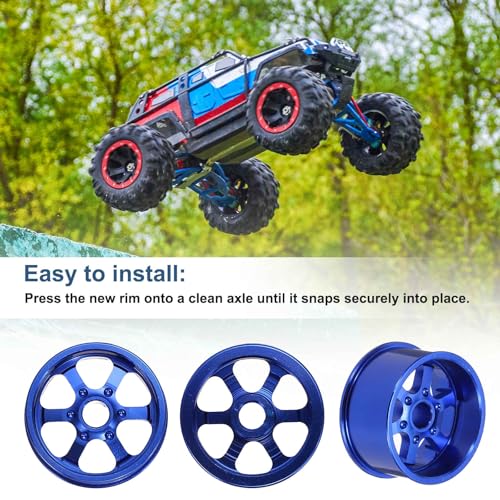 MECCANIXITY 4Pcs RC Car Wheel Rims, 20.5mm Dia 5-Spoke Blue Aluminum Alloy Wheel Rims Hex Hub for HSP RC Drift On-road Racing Touring Car - color: Blue