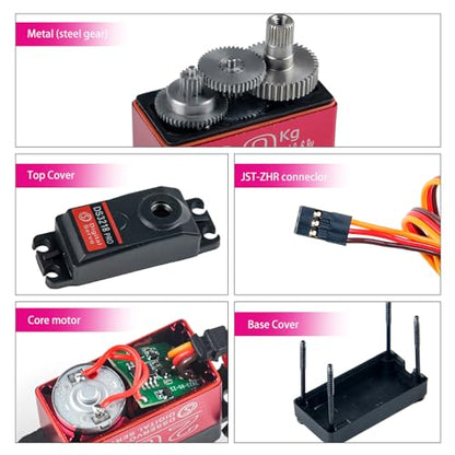 4Pcs DS3218 20KG Waterproof Digital Servo with 25T Servo Arm,High Torque Full Metal Gear RC Steering Servo for 1:8 1:10 1:12 RC Toys Model TRX 4 Crawler Truck Mechanical Arm (Control Angel 180°)