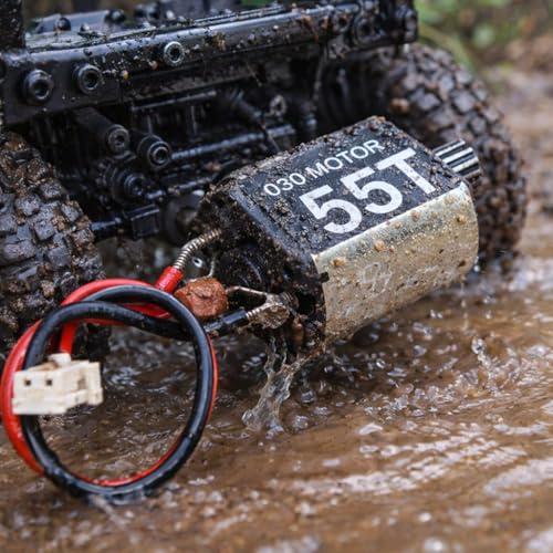 RC Car Motor, Metal Brush Motor Low Noise Lightweight 030 55T Brushed Motor with 11T Gear Compattible with SCX24 1/24