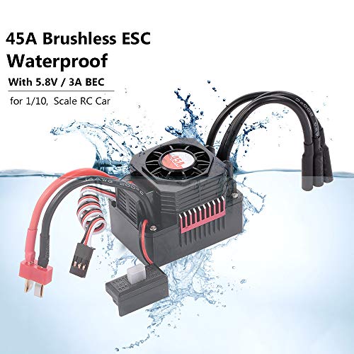 GoolRC Surpass Hobby Waterproof F540 4370KV RC Car Brushless Motor with Brushless 45A ESC for 1/10 Scale RC Car Truck Indispensable Accessory for Modification Enthusiasts