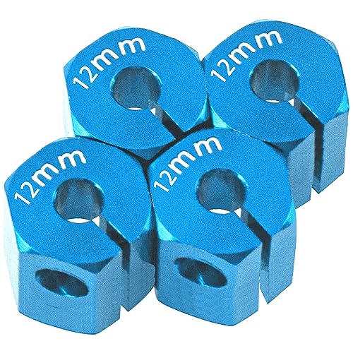 Aluminum Alloy 12mm Wheel Hex Hub Drive Adapters with Pins Screws Compatible with Axial SCX10 HSP HPI Tamiya Redcat 1/10 RC Crawler Car (12mm, Blue) - color: Blue, size: 12mm