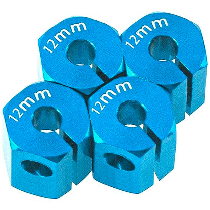 Aluminum Alloy 12mm Wheel Hex Hub Drive Adapters with Pins Screws Compatible with Axial SCX10 HSP HPI Tamiya Redcat 1/10 RC Crawler Car (12mm, Blue) - color: Blue, size: 12mm